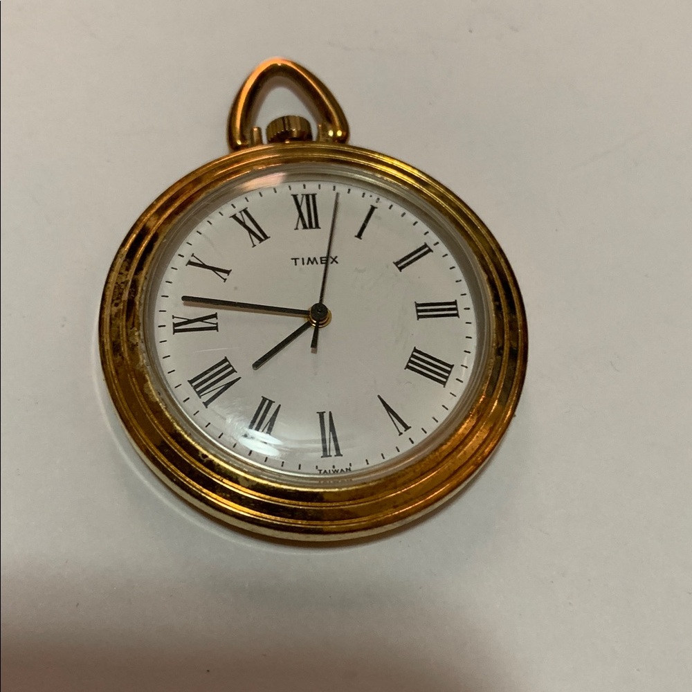 Vintage Timex Gold Plated? Wind up Pocket Watch in working order